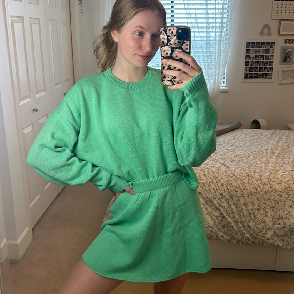 Green Knit two Piece